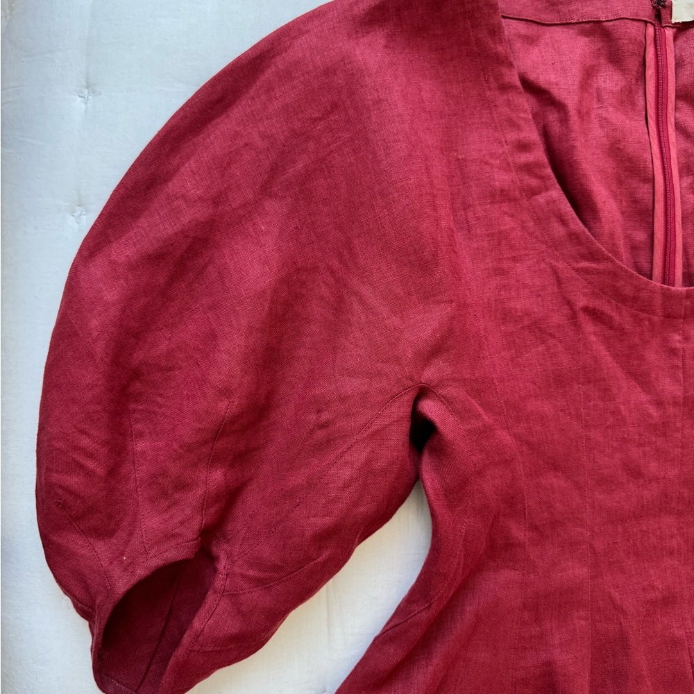 Faithfull the Brand Small Raynara Linen Mini Dress Wine Red - Picture 9 of 12